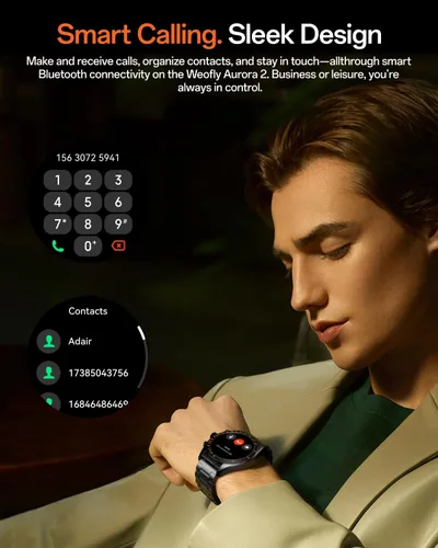 Miniatura 4 de Aurora 2 - Reloj inteligente para hombre, responder/hacer llamadas, pantalla AMOLED HD de 1.32 pulgadas, reloj inteligente de 350 mAh, monitor