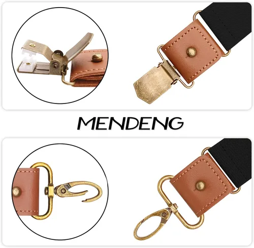 Miniatura 11 de MENDENG Tirantes de gancho giratorio de bronce vintage con 4 tirantes ajustables para hombre