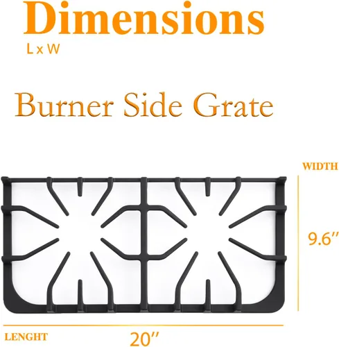 Miniatura 3 de 807327101 actualizado de repuesto de rejilla lateral para estufas Frigidaire, 20 x 9.6 pulgadas, rejilla de hierro fundido Kenmore, piezas de cocina