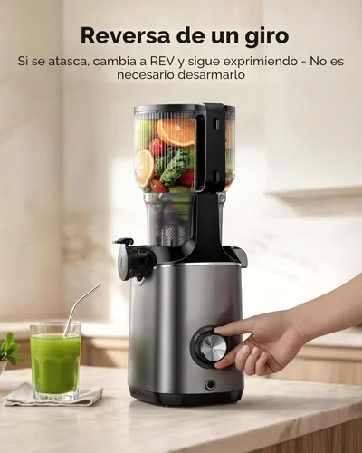 Miniatura 7 de EUHOMY - Exprimidor de prensa en frío, canal de alimentación de 5.5 pulgadas de ancho, exprimidor de masticación lenta para verduras y frutas Negro