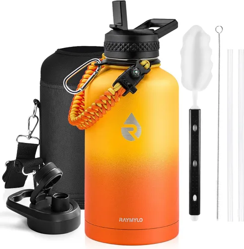 Miniatura 17 de RAYMYLO Botella de agua aislada de 24 onzas, de acero inoxidable con triple pared al vacío (fría durante 48 horas, caliente durante 24 horas), a