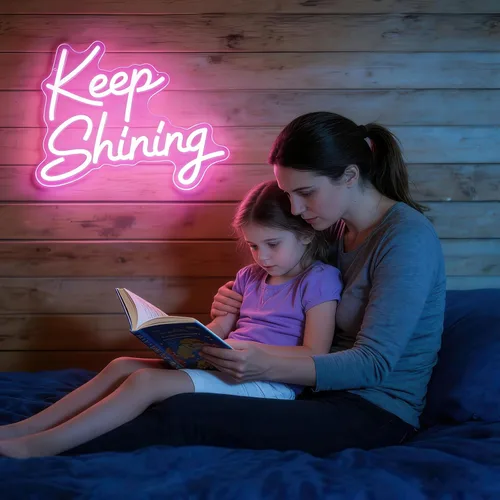 Miniatura 6 de Keep Shining Neon Sign, Pink LED Neon Light for Wall Decor, Dimmable USB Aesthetic Neon Signs for Bedroom, Living Room, Game Room, Bar, Party Decor