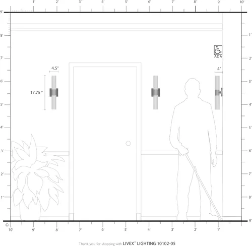 Miniatura 3 de Livex Lighting 10102-05 Aero - Luz de baño con 2 luces, cromada, 4.5" x 18