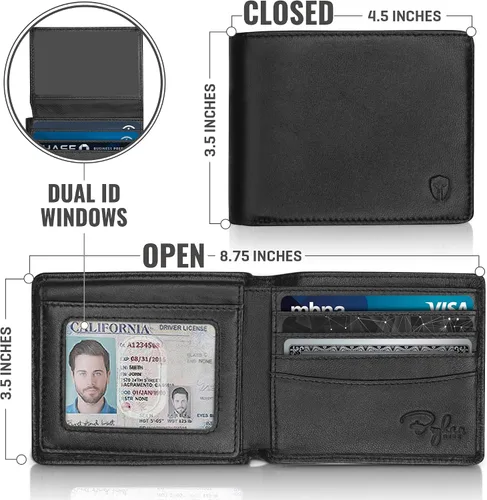 Miniatura 4 de Bryker Hyde - Billetera para hombre con protección de RFID, doble tapa, para 1 o 2 tarjetas de identificación, capacidad extra, billetera de viaje