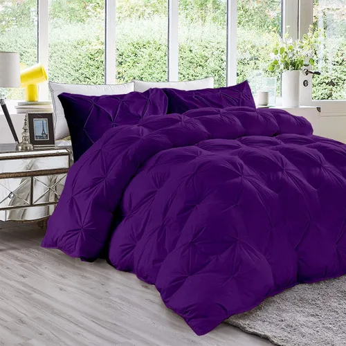 Miniatura 19 de Juego de edredón plisado de 3 piezas de 21.16 oz/m² para todas las estaciones (edredón + 2 fundas de almohada), relleno de edredón de algodón