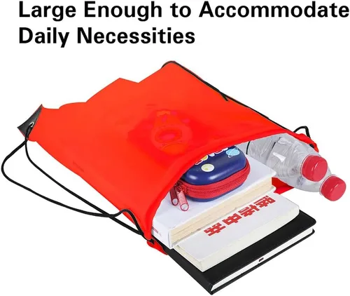 Miniatura 4 de Bolsas de cordón a granel, Poliéster Draw String Bag, Gym Sports Cinch Bag Mochila con cordón, Rojo