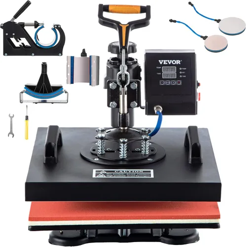 Miniatura 16 de VEVOR Máquina de prensa de calor 8 en 1 de 15 x 15 pulgadas, prensa de camisetas oscilante de 360°, transferencia de calor digital profesional por