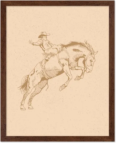Miniatura 60 de Poster Master Póster de Rodeo marrón – Estampado retro de vaquero sobre caballo – Arte de vaquero – Arte occidental – Arte del salvaje oeste