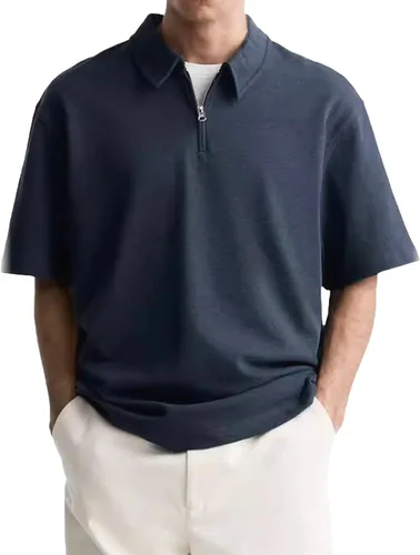 Miniatura 10 de Camisas polo con cremallera para hombre, camiseta de cuello de moda de verano, talla grande, camisa de golf clásica lisa para exteriores, tops