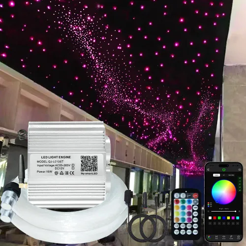 Miniatura 11 de Firework Kit de luces de fibra óptica parpadeantes de doble cabezal de 16 W, Bluetooth RGBW LED Starlight Headliner Kit para techo de coche, hogar