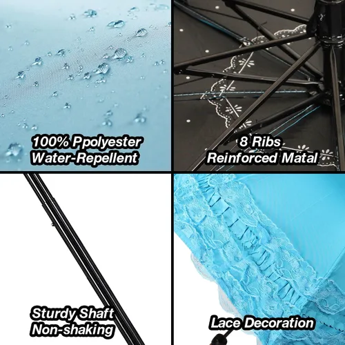 Miniatura 6 de WANLIAN Paraguas plegable a prueba de rayos ultravioleta de encaje princesa Cúpula Anti-uv Parasol Decoraciones de boda Accesorios para sesión