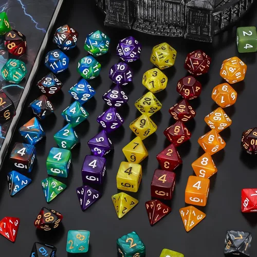 Miniatura 9 de QMay DND Juego de Dados - 25x7 (175 piezas) Dados Poliédricos Compatibles con Dungeons and Dragons D&D RPG MTG Juegos de Mesa. 25 juegos de 7 dados