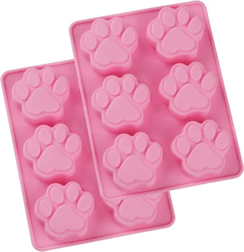 WARMBUY Moldes de silicona para golosinas para perros, fabricación de jabón y chocolate, patas de animales, paquete de 2