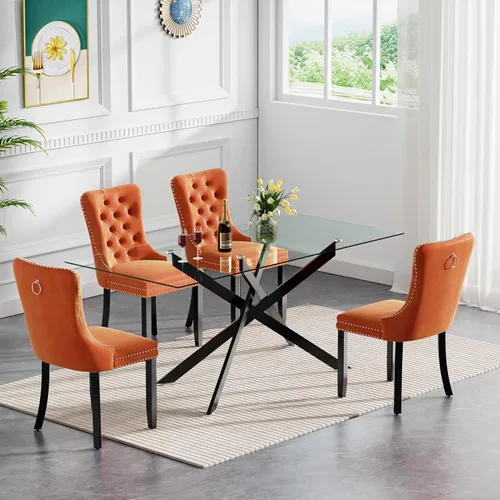 Miniatura 31 de HomVent Juego de mesa de comedor redonda de vidrio de 3 piezas, juego de mesa de comedor de vidrio templado para 2 mesas de cocina con 2 sillas