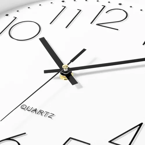 Miniatura 6 de Foxtop Reloj de pared negro de 12 pulgadas, silencioso, sin tictac, de cuarzo, funciona con pilas, reloj redondo fácil de leer para oficina, aula