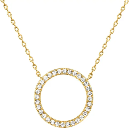 Miniatura 17 de PAVOI 14K Gold Plated Circle CZ Solitaire Necklace Elegant Bezel Pendant Dainty Cubic Zirconia Halo Choker Necklaces for Women