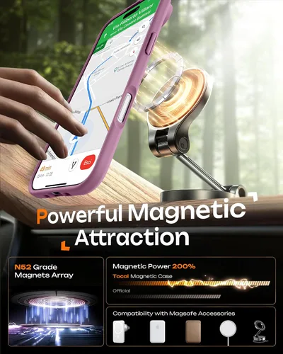 Miniatura 88 de TOCOL Funda para iPhone 11, compatible con Magsafe, protección completa de cámara, imanes integrados, protección contra caídas, funda translúcida