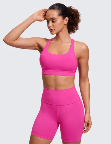 Miniatura 2 de CRZ YOGA - Top deportivo con tirantes delgados para mujer, brasier deportivo acolchado para yoga, entrenamiento y fitness, con espalda cruzada