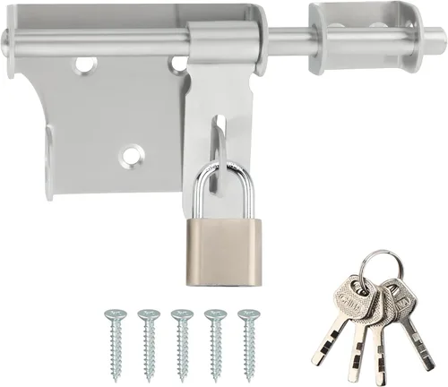 Miniatura 9 de Alise Pestillo de Cerradura de Puerta con Perno Deslizante de 4 Pulgadas, Cerradura de Puerta con Orificio para Candado, Pernos de Barril de Acero