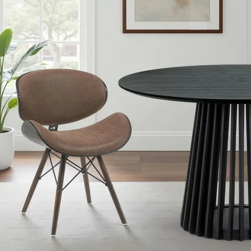 Miniatura 12 de Armen Living Cassie - Silla de comedor en piel sintética negra y acabado de madera de nogal, 20 pulgadas de profundidad x 21 pulgadas de ancho x 31