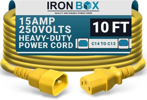 Miniatura 24 de IronBox Electric - Cable de Alimentación C14 a C13 de Servicio Pesado, 15A, 250V, Cable de Extensión para Computadora 14/3 AWG - Cables