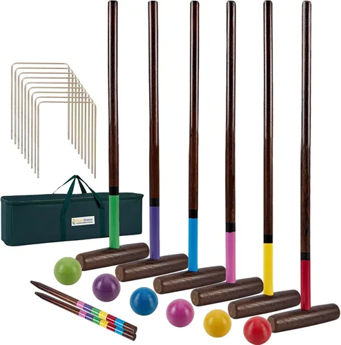 Miniatura 8 de SpexDarxs Juego de croquet para seis jugadores de 32 pulgadas, juego de croquetas con mazos de madera de primera calidad, bolas