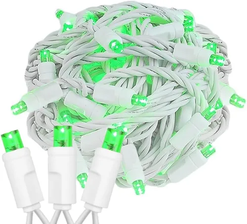 Miniatura 10 de Novelty Lights Guirnalda de luces de Navidad de 25 pies, 50 bombillas LED rosas en cable blanco, espacio de 6 pulgadas, iluminación conectable