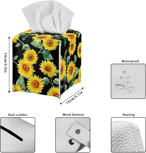 Miniatura 4 de ZFRXIGN Caja de pañuelos de hongos estética, funda cuadrada de piel sintética, organizador con cinturón inferior para tocador, encimera, mesita