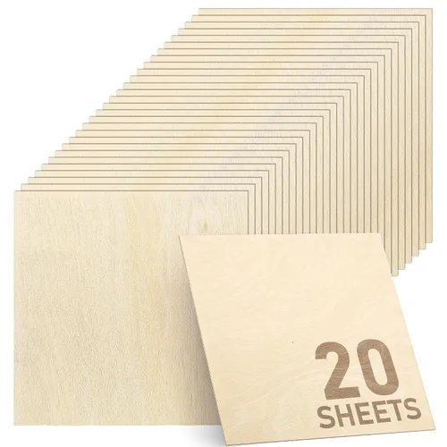 Madera contrachapada de abedul báltico - 3 mm de espesor - Hojas de madera cuadradas de 11.8" x 11.8" para corte láser, corte CNC y manualidades -