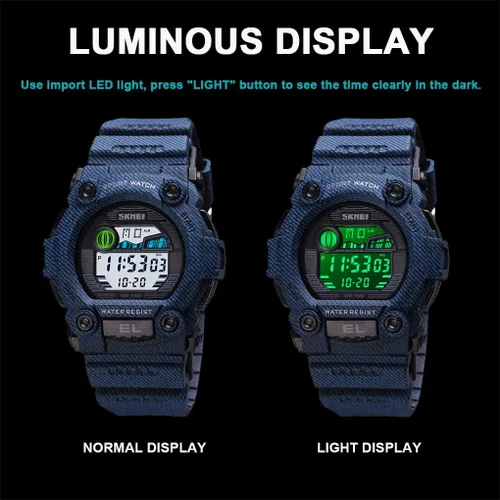 Miniatura 5 de CakCity Reloj deportivo LED de camuflaje para niños, impermeable, digital, electrónico, militar, reloj de pulsera para niños con alarma luminosa