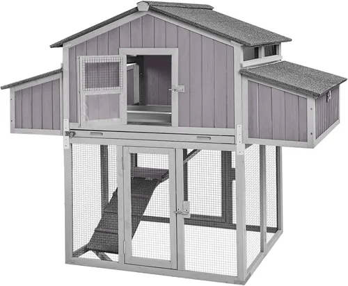 Miniatura 8 de GUTINNEEN Gallinero de madera para gallinero al aire libre con caja nido grande, patio trasero y granja