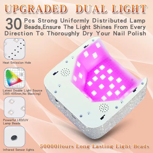 Miniatura 2 de Lámpara de uñas LED UV recargable, luz UV inalámbrica de 72 W para uñas con parte inferior extraíble, lámpara de curado profesional para uñas de gel