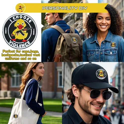Miniatura 4 de XMJY I Choose Violence Duck Patches, parches bordados de 3 pulgadas para planchar, apliques divertidos para mochilas tácticas, sombreros, bolsas