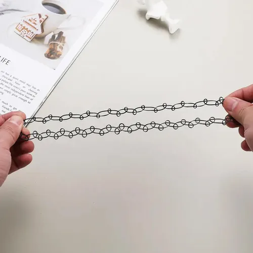 Miniatura 7 de BodyJ4You Juego de 12 gargantillas elásticas estilo tatuaje, accesorios y joyería de los años 90 y 2000, rosado, azul, verde, colorido, arcoíris