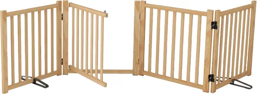 Miniatura 16 de YOCAN Puertas independientes de madera no pintadas para perros, para la casa, puertas, escaleras, vallas de madera para perros para interiores