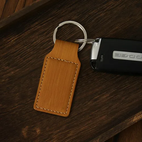 Miniatura 3 de Llavero rectangular, gran tiburón blanco, grabado personalizado incluido, Bambú
