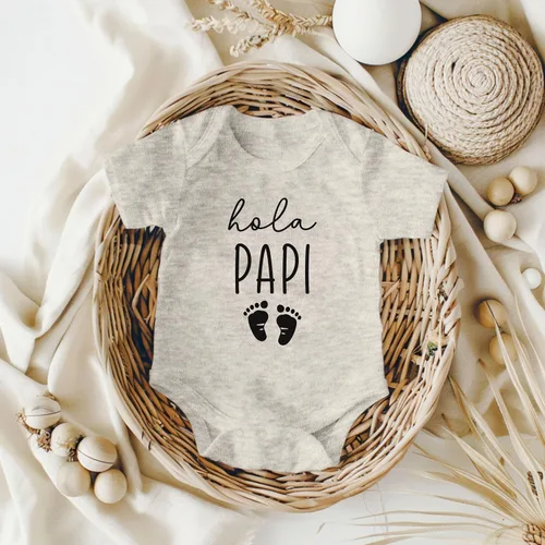 Miniatura 4 de Pineapple Pancake Kids Hola Papi - Body para bebé con anuncio de embarazo en español, sorpresa para nuevo papá