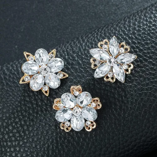 Miniatura 4 de Lote de 12 piezas de broche de flores de diamantes de imitación de cristal surtido para mujeres, kit de ramo de boda nupcial DIY