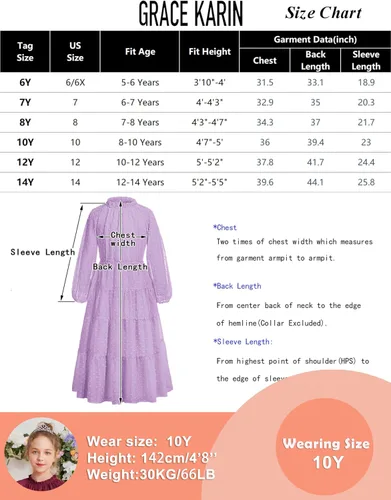 Miniatura 6 de GRACE KARIN Vestido casual para niñas de 5 a 12 años