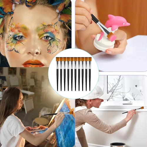 Miniatura 7 de 10 pinceles planos de pintura acrílica de 1 pulgada, pincel de pintura para acuarela, pintura al óleo, acrílico, arte de uñas, manualidades, pintura