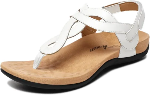 Miniatura 12 de Athlefit - Sandalias ortopédicas con soporte de arco para mujer, cómodas, con correa en T, sandalias casuales planas con soporte ortopédico