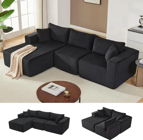 Miniatura 11 de Sofá modular de 108 pulgadas, sofá modular de nube con asiento profundo, moderno sofá modular en forma de L con diván, sofás tapizados sin hueso