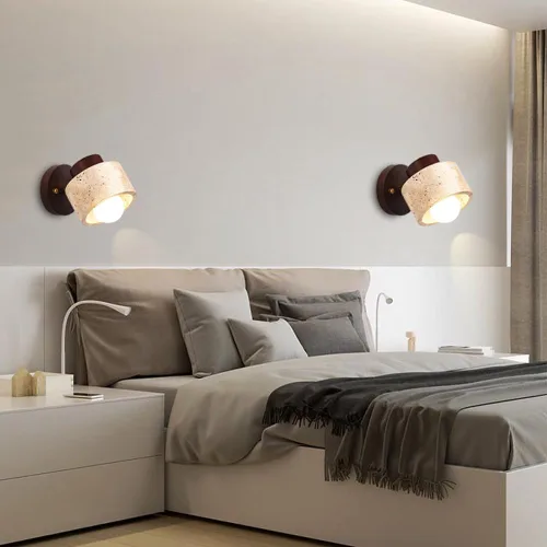 Miniatura 7 de Aplique de pared ajustable de piedra natural - Lámpara de baño de mármol con cableado directo, lámpara rústica de estilo campestre, iluminación