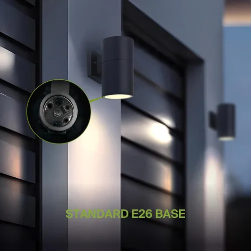 Miniatura 4 de ASD Lámpara de pared para exteriores de 1 luz Portalámparas E26 de 60W 120V ETL Luces cilíndricas hacia arriba y hacia abajo Aplique de pared