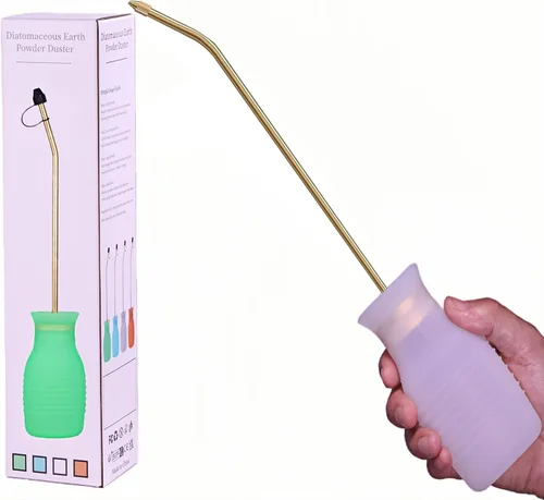 Plumero de tierra de diatomeas, 7.8 fl oz, grande, kit de polvo con tubo largo de cobre y embudo plegable, pulverizador de silicona para interiores