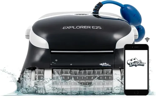 Dolphin (Modelo 2025) Explorer E25 Robot limpiador de piscinas con Wi-Fi, ideal para piscinas de hasta 15,24 m - Cepillo de limpieza de línea de
