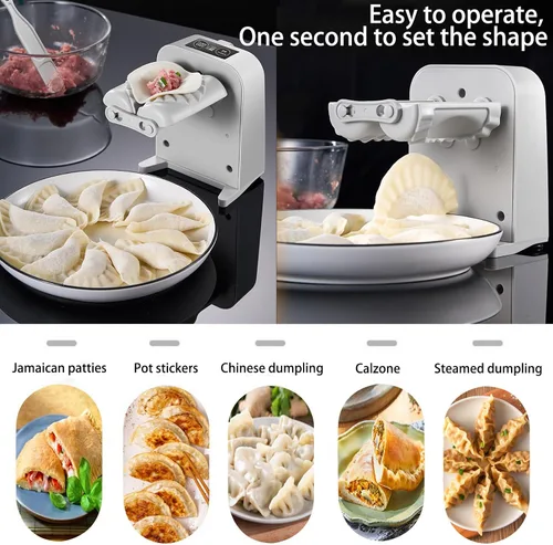 Miniatura 6 de Máquina Automática de Hacer Dumplings Sameme, Fabricante de Dumplings Eléctrico, Prensa de Empanada Removible con 2 Herramientas de Prensado