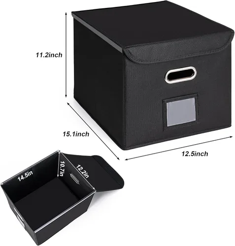 Miniatura 2 de Cajón Organizador de Archivos CADONO con Tapa, Organizador de Carpetas de Archivos Plegable con Deslizador de Plástico, Caja de Carpetas de Archivos