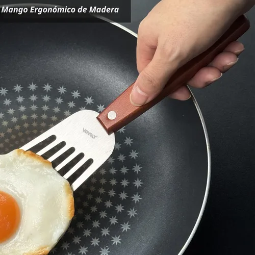 Miniatura 6 de Paquete de 2 espátulas de pescado, espátulas ranuradas de acero inoxidable para voltear, girar, freír y asar, espátulas ranuradas de metal de 3 x 6