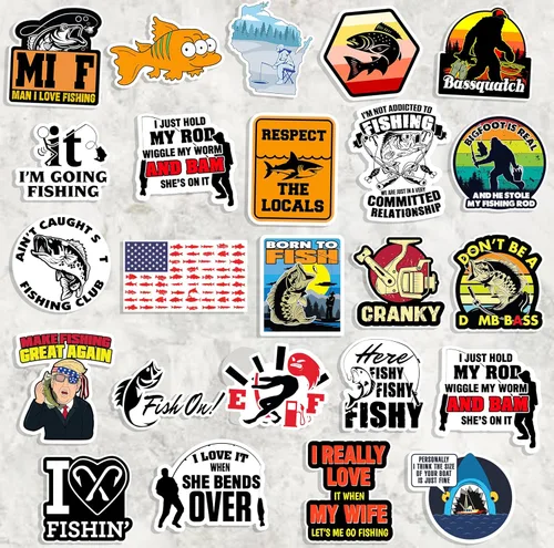 Miniatura 2 de 74 calcomanías divertidas de pesca para caja de aparejos, cubo, regalo del día del padre, impermeable, portátil, automóvil, patineta, botella
